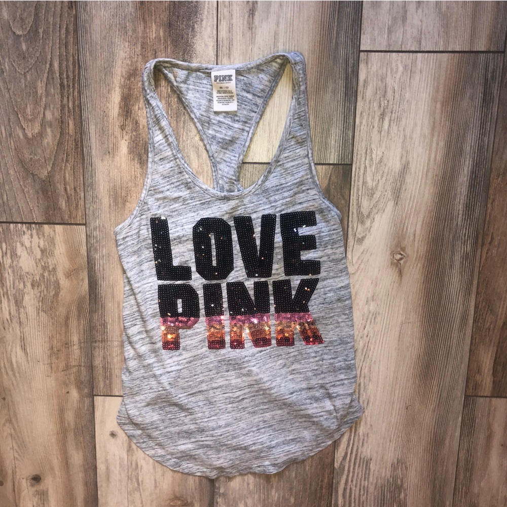 💕🩶PINK Victoria's Secret Ombre Bling Racerback Tank
